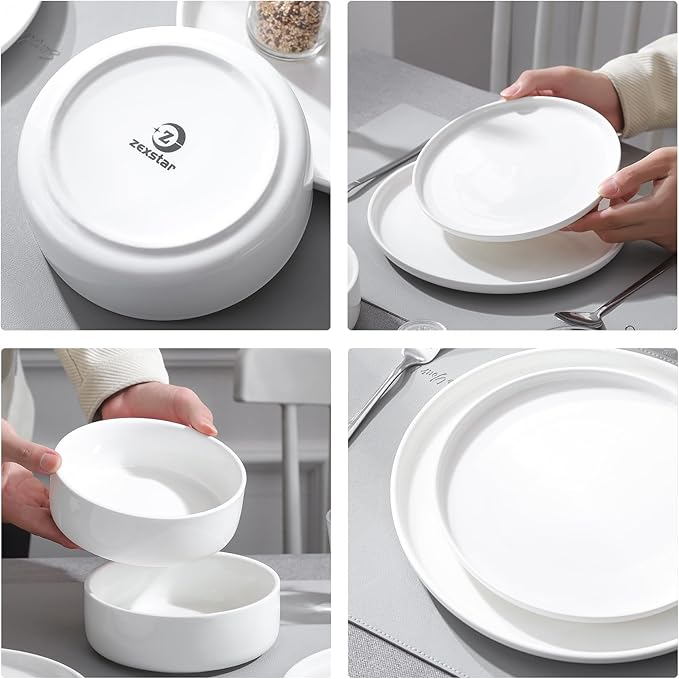 Plates and Bowls Sets,12 Pieces Porcelain Dinnerware Sets, White Ceramic Dishes Set for 4, Dishware Sets, Microwave and Dishwasher Safe, Scratch Resistant, Dining Ware Service for 4