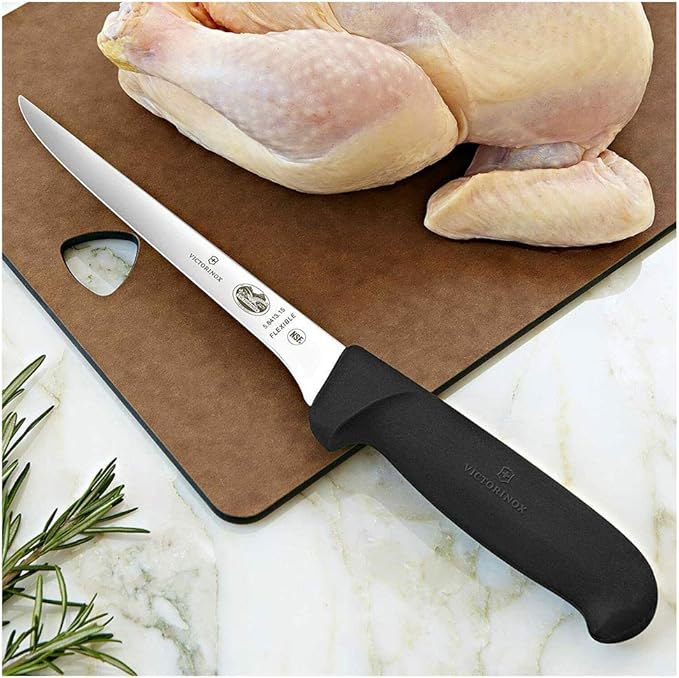Victorinox Swiss Army Cutlery Fibrox Pro Boning Knife, Flexible Blade, 6-Inch, Black