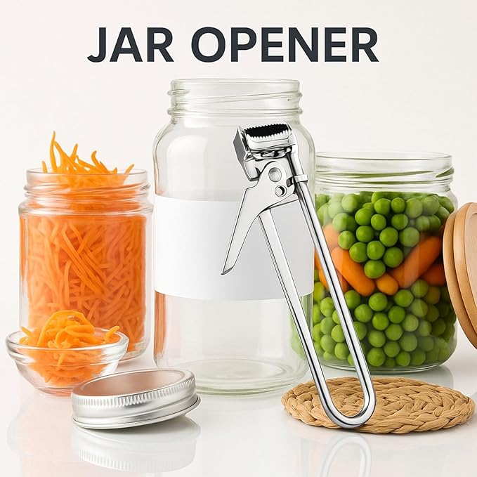 2026 New Adjustable Stainless Steel Jar Opener - Multifunctional Lid Gripper & Bottle Opener for Weak Hands, Seniors & Arthritis - Ergonomic Kitchen Tool for Stubborn Jars, Cans, Bottles (1pcs)