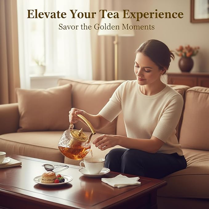 High Borosilicate Glass Teapot, 30 oz Thickened Heatproof Glass Teapot with Removable Stainless Steel Infuser and Lid, Stovetop Safe Tea Kettle, Hand Crafted Kettle, for Women and Adult