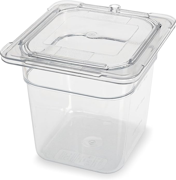 Carlisle FoodService Products Storplus Food Pan, Food Storage Container with Spoonable Corners for Catering, Buffets, Restaurants, Polycarbonate (Pc), 1/6 Size 6 Inches Deep, Clear