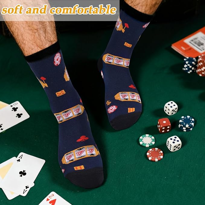 Gambling Gifts, Casino Gifts for Men Include 20 oz Casino Stainless Steel Tumbler Funny Socks Keychain Lucky Bracelet Slot Machine Gift for Christmas Birthday Party