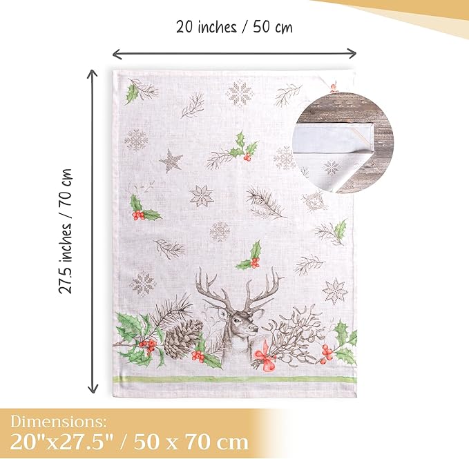 Maison d' Hermine Kitchen Towels Set of 3 100% Cotton 20" x 27.5" Reusable Cloth Tea Dish Towels Absorbent with Hanging Loop for Kitchen Dining Thanksgiving Christmas Decorations (Christmas Dew)
