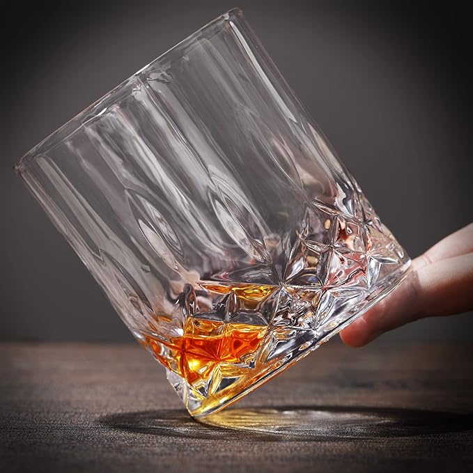 Mimorou 12 Pack Whiskey Glasses 10 oz Old Fashioned Glasses in Bar and Party Bourbon Glass, Rocks Glass, Cocktail Liquor Whiskey Lover Gift Christmas Gifts for Men, Dad, Father(Elegant)