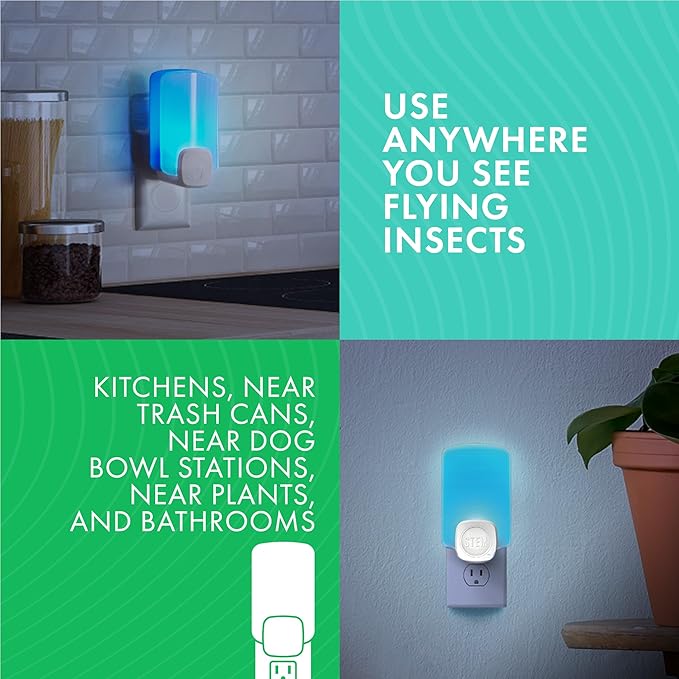 STEM Insect Trap - Indoor Fruit Fly & Gnat Pest Control for House, Home and Kitchen, Attracts & Traps Flying Bugs, Soft Blue Light - Includes 1 Plug-in Device & 1 Cartridge