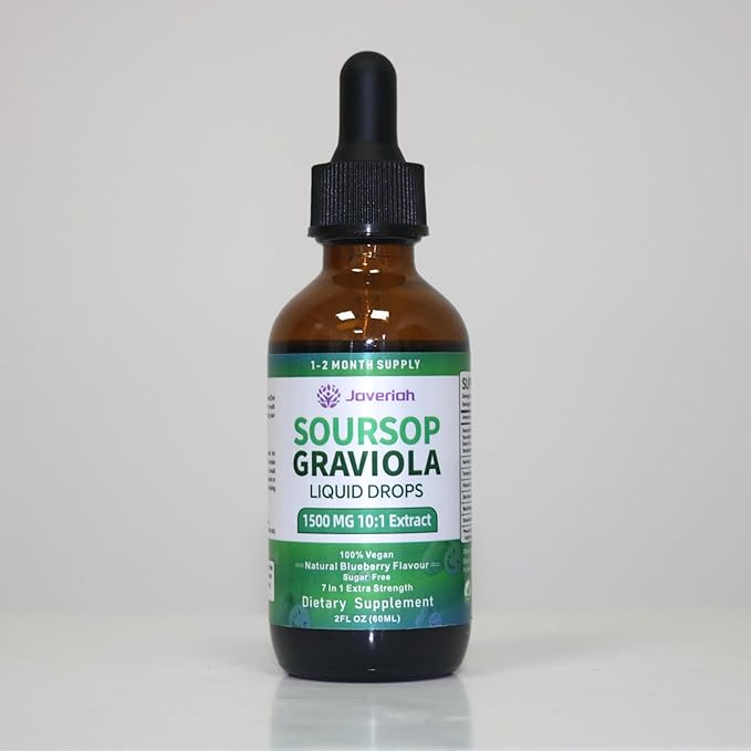 Soursop Graviola Liquid Drops Supplement with Sea Moss Extract, Soursop Bitters Liquid Graviola Leaves Extract 2 Month Supply 60ML