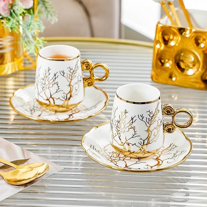 Coffee mugs set of 6 ancient palace style household living room ornaments, ceramic coffee cups, English afternoon tea sets, noble and elegant exquisite tea cups