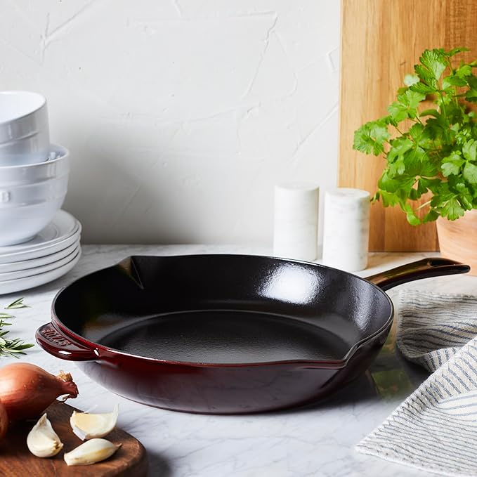 Staub Cast Iron 10-inch Fry Pan - Grenadine, Made in France