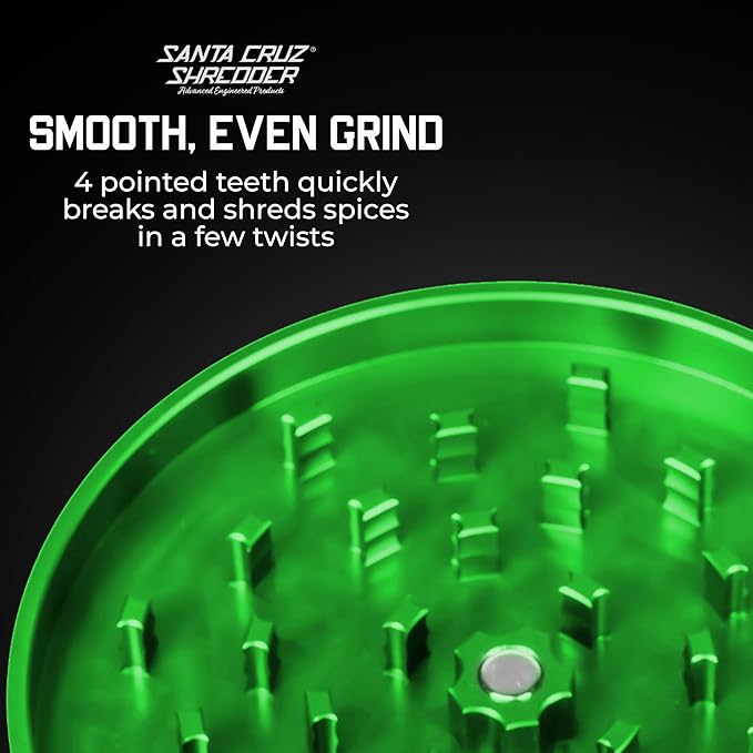 Santa Cruz Shredder Jumbo Metal Herb Grinder Knurled Top for Stronger Grip 2-Piece 4" (Green)