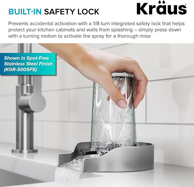 KRAUS CleanMate Glass Rinser for Kitchen Sink in Matte Black Color Finish, KGR-500MB