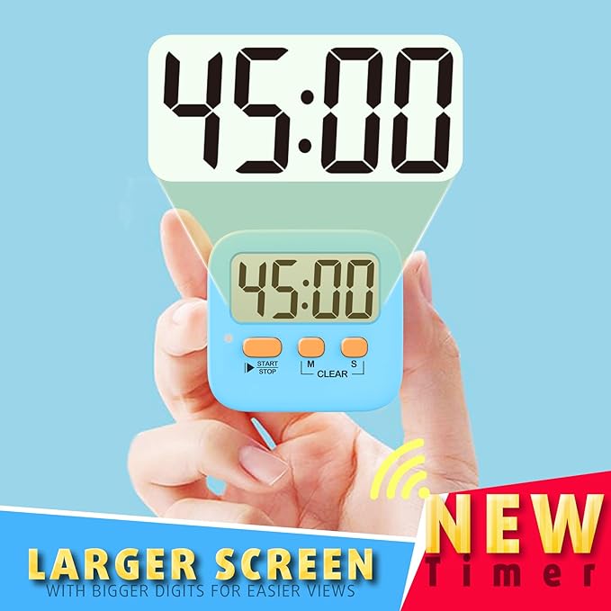 Antonki 2 Pack Digital Timer for Kids, Magnetic Countdown Kitchen Timers for Cooking, Egg, Classroom, Teacher, Exercise, Study, Oven - Battery Included