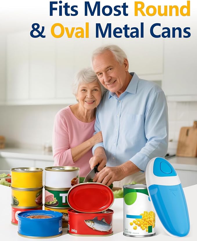 Electric Can Opener for Seniors Arthritis: Battery Operated, Hands free, Cordless, One Touch, Easy to Clean - Automatic Can Opener Smooth Edge with Powerful Motor for Kitchen by Befumly