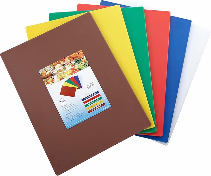 Winco Heavy-Duty Plastic Cutting Board, 15" x 20" x 1/2", Assorted, Medium