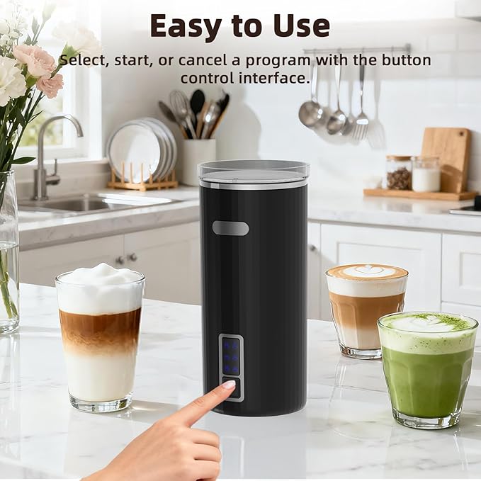 Milk Frother, 6-in-1 Electric Milk Steamer, 8.5oz/250ml Automatic Warm and Cold Foam Maker and Milk Warmer for Latte, Cappuccinos, Macchiato, From the Makers of Instant 400W, Black
