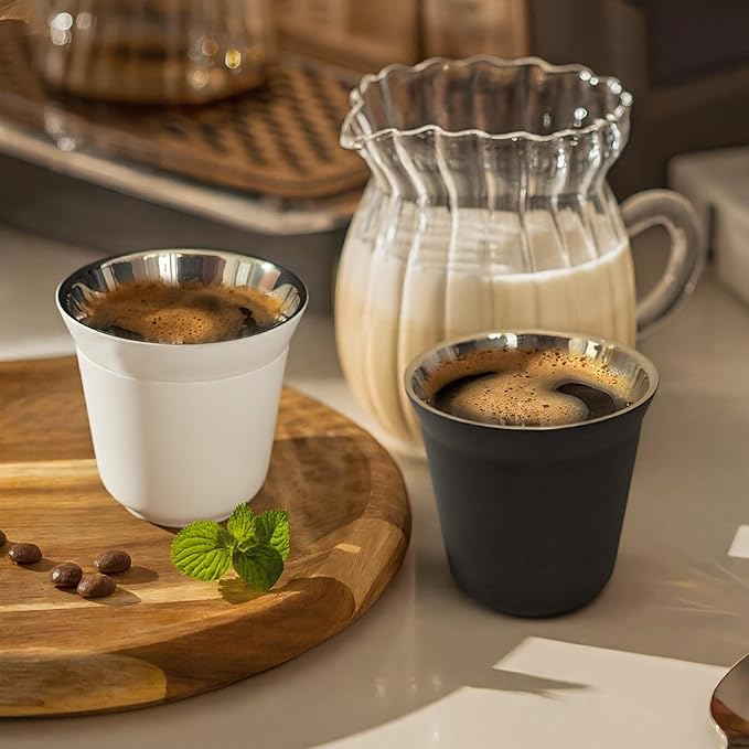 Yozuxan color espresso coffee cups-2 in red and green |304 material | Perfect for tasting coffee, parties, family bars and cafes | Strong Christmas atmosphere.