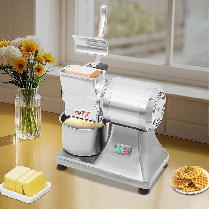 Electric Cheese Grater, 550W Heavy Duty Food Shredder Stainless Steel Electric Cheese Grinder Rollers Are Detachable and Practical Protective Cover for Hard Cheese Garlic Nuts Ginger Chocolate Chili
