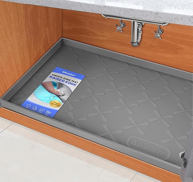 SIKADEER 22" x 19" Under Sink Mat Waterproof, Silicone Mat Kitchen Drawer Shelf and Cabinet Liner, Sink Protector for Kitchen Organizers and Storage, Boot Tray Pet Food Mats