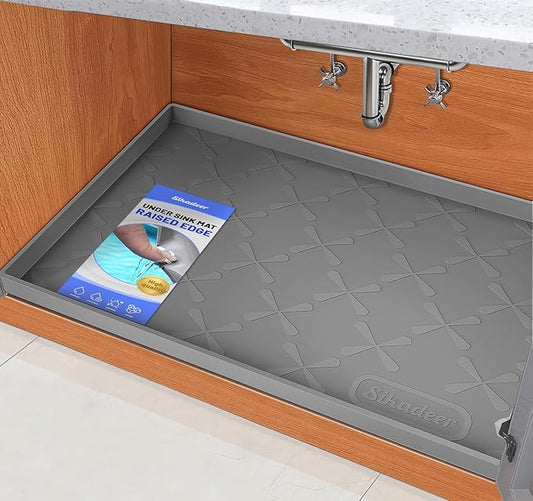 SIKADEER 22" x 22" Under Sink Mat Waterproof, Silicone Mat Kitchen Drawer Shelf and Cabinet Liner, Sink Protector for Kitchen Organizers and Storage, Boot Tray Pet Food Mats