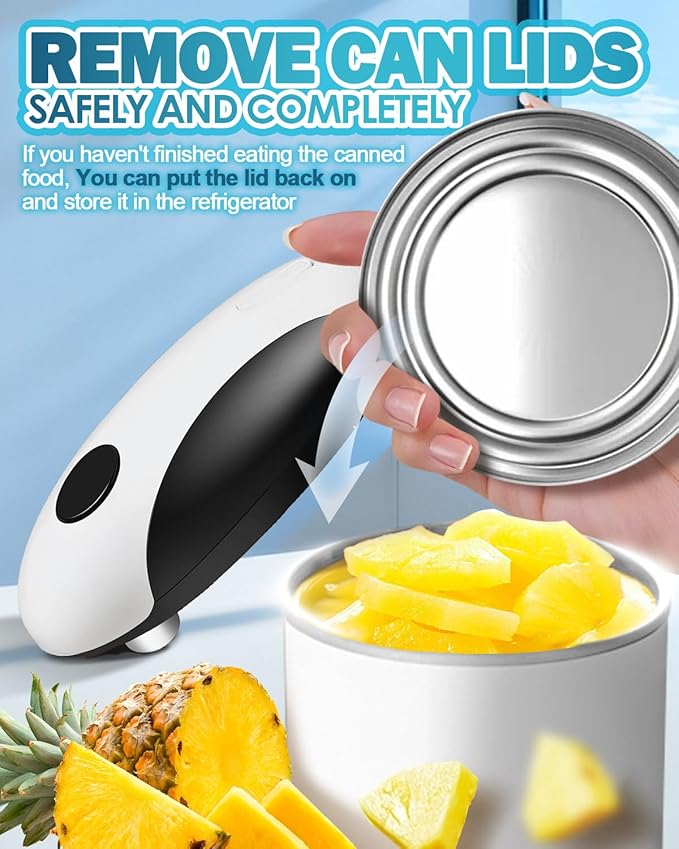 Electric Can Opener, One-Touch Automatic Hands Free Can Opener, Smooth Edge, Rechargeable Cordless Can Opener Fits Most Cans, Great for Seniors & Arthritis