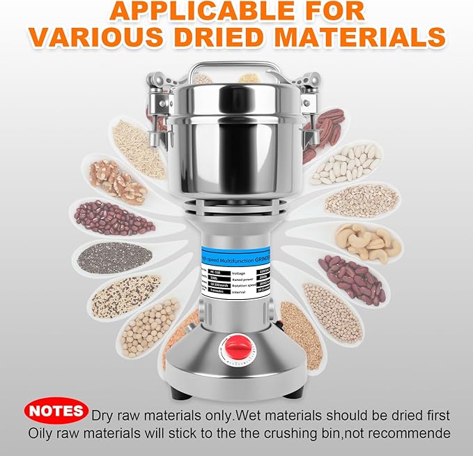 Grain Mill, 550g Flour Mill Grinder for Home, Electric Stainless Steel Grain Grinder for Wheat, Herbs, Nuts, Grains, Corn, Flour, Seasonings