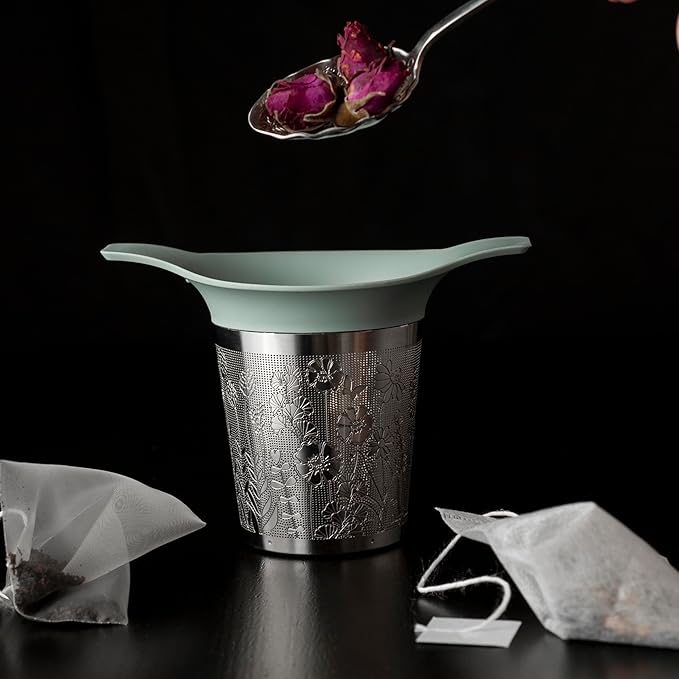 Tea Basket For Loose Tea Loose Leaf Tea Steeper For Loose Leaf Tea Stainless Tea Infuser Fine Mesh Tea Infuser Tea Filter Strainer Tea Diffusers For Loose Tea Brewer (Bee Still)