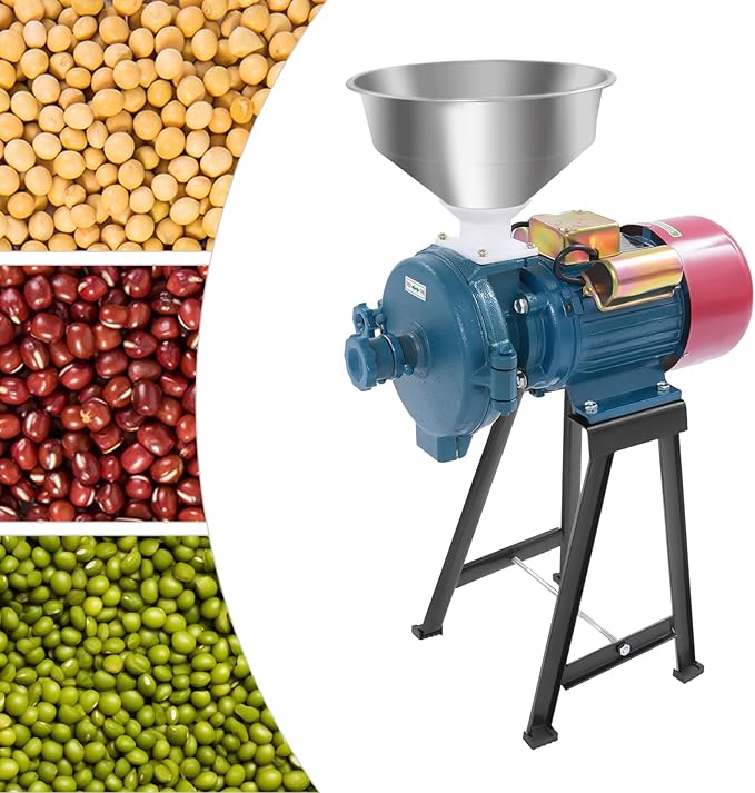 110V 2200W Electric Grain Mill Grinder Commercial Corn Mill with Funnel Dry Heavy Duty Mill Electric Grain Grinding Machine Feed Mill Flour Mill for Home & Industrial Use (110V)