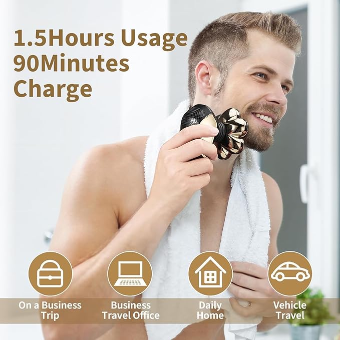 SHPAVVER Head Shavers for Bald Men: 5-in-1 Upgraded Electric Razor - IPX7 Waterproof Shaving Grooming Kit for Balder - Turbo Speed & Precision Blades (Gold Black)