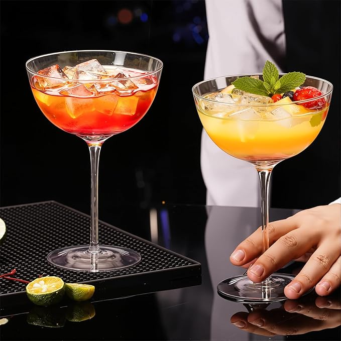 KAMMAK Martini Glasses Set of 2, 7.44 oz Clear Crystal Cocktail Glasses with Stem, Reusable Cocktail Glassware for Wedding Birthday Party, Bar, Margarita, Whiskey, Gin, Tequila, SS024