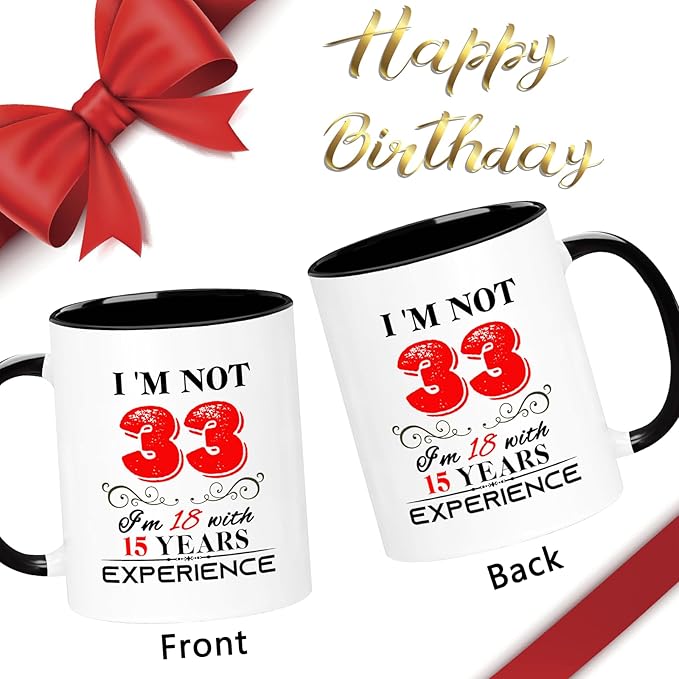 1992 33th Birthday Mug for Women Men, Turning 33 Year Old Birthday Gifts for Mom, Dad, Grandma, Grandpa, Wife, Husband, Daughter, Sister, Best Friends, Coworkers, Her, Him, 11oz Coffee Cup