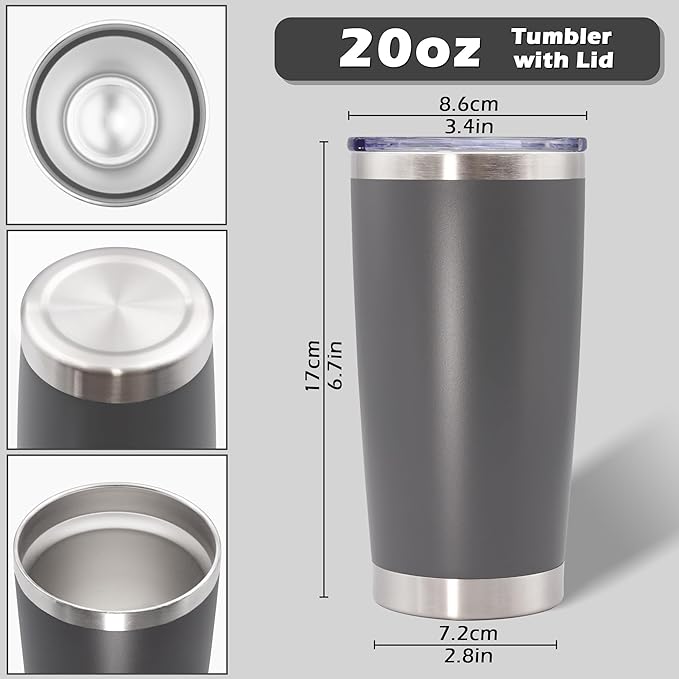 20oz Tumbler Bulk Stainless Steel Tumblers with Lid Vacuum Insulated Double Wall Travel Coffee Mug Powder Coated Tumbler Cup for Hot and Cold Drinks(Mix Color, 12 pack)
