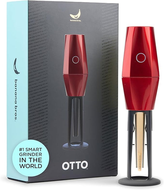 Banana Bros OTTO Electric Smart Spice Grinder - Automatic Herb Grinder with Smart Technology - Rechargeable via USB - Portable Milling for Dry Herbs and Spices - Red - No Carrying Case