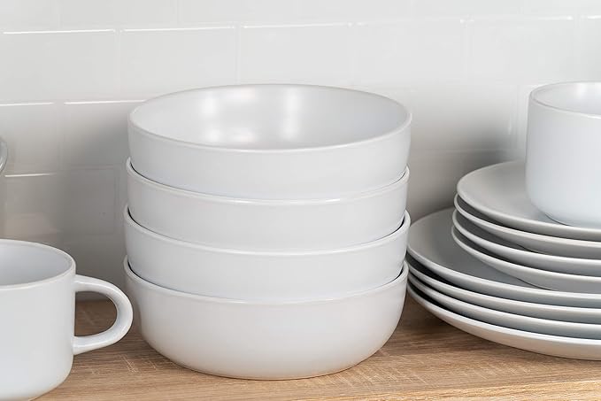 10 Strawberry Street Wazee Matte Coupe Dinnerware Pack of 16, White
