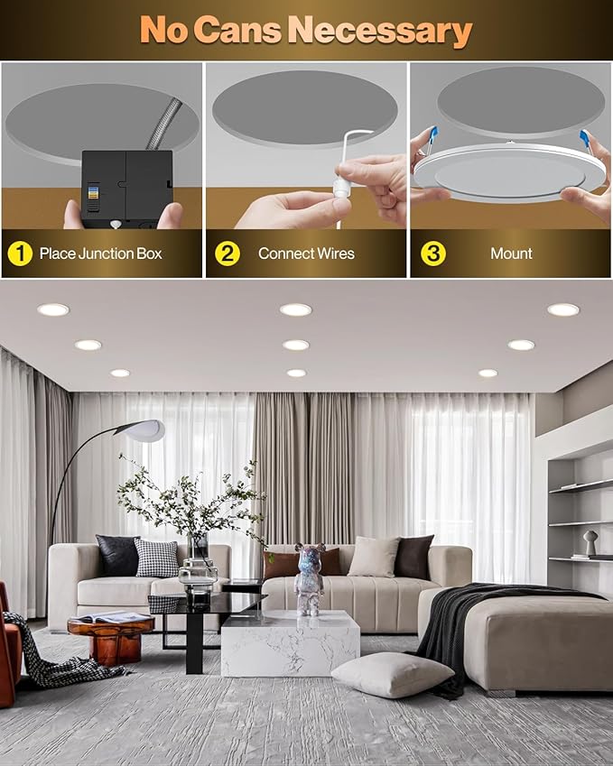 Sunco 6 Pack 8 Inch LED Slim Down Light Residential Ambient Home Indoor Living Room Bedroom Bathroom, 1350 Lumens, 13W (100W Equivalent) Selectable CCT 2700K/3000K/4000K/5000K/6000K, 0-10V Dimmable.