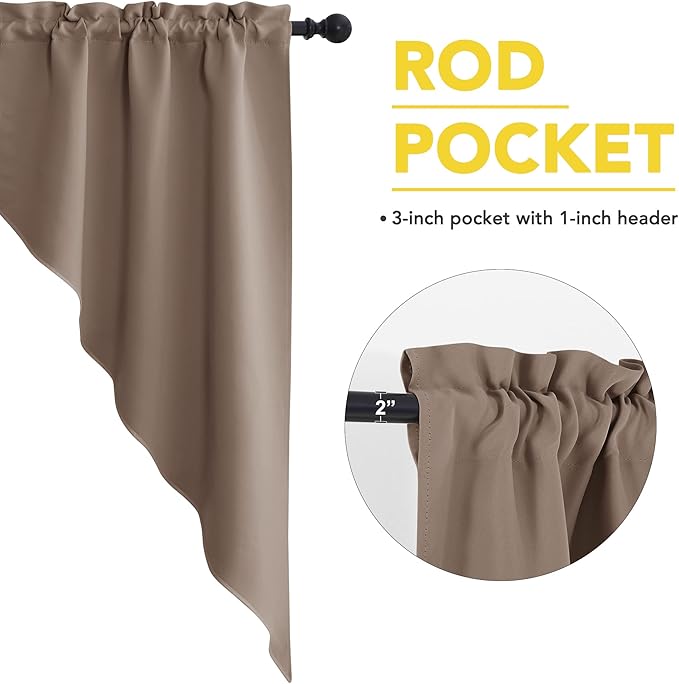 NICETOWN Blackout Pole Pocket Kitchen Tier Curtains - Tailored Scalloped Valances/Swags for Living Room/Thanksgiving (Cappuccino, 2 Panels, 36" W X 63" L Each Panel)