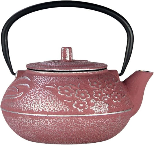 27oz Small Cast Iron Teapot, SECHUDO Pink Tea Kettle for Stovetop, Japanese Tea Pot with Stainless Steel Infuser for Loose Tea, Enameled Interior, Good Gift for Tea Lovers(800ML)