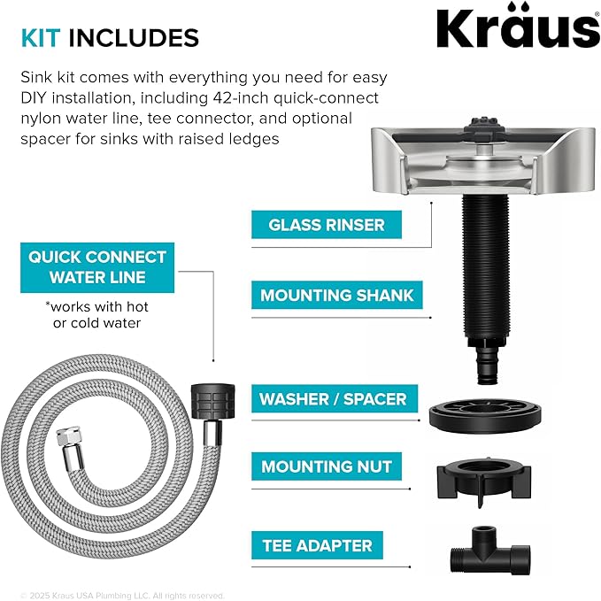 KRAUS CleanMate Glass Rinser for Kitchen Sink in Spot-Free Stainless Steel Color Finish, KGR-500SFS