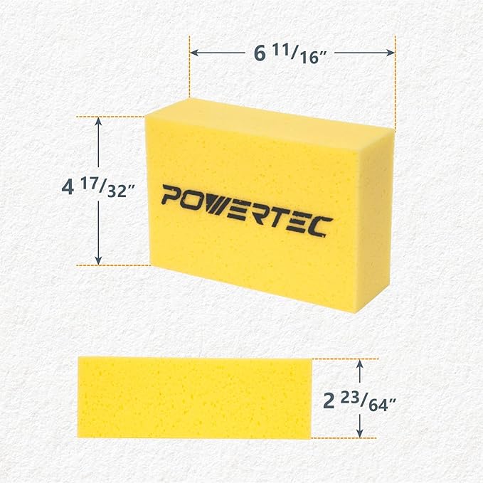 POWERTEC Large Square Grout Sponge – Professional Tile Grout Removal Cleaning Sponge – Heavy-Duty Absorbent Sponges, Multi-Purpose Cleaning Tool for Floors, Kitchen, and Bathroom – 4PK (72106)