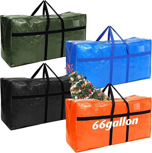 4 Pcs 66 Gallon Large Moving Bags with Zipper and Handles Foldable Storage Duffle Bags Heavy Duty Extra Large Totes for College Dorm Travel Clothes Blankets Bedding (4 Colors)