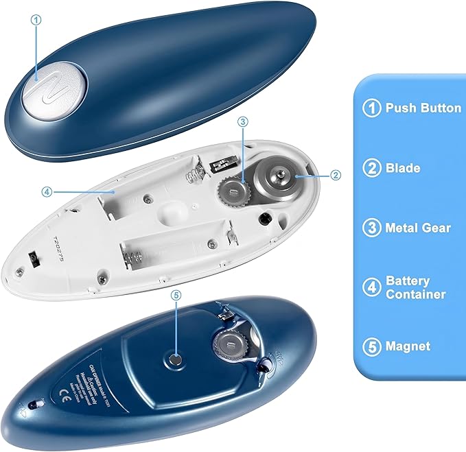 Electric Can Opener, No Sharp Edge Kitchen Can Opener, Food-Grade Safe, Arthritis-Friendly Design, Best Kitchen Gadget for Arthritis and Seniors