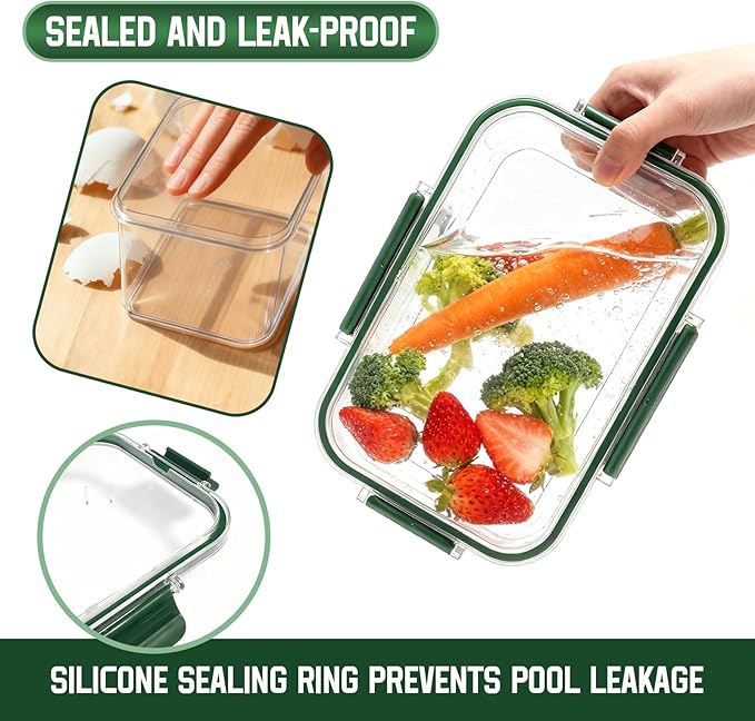Upgrade Salad Container with Dressing Cup & Fork - Leakproof Airtight Salad Pod, BPA-Free & Dishwasher Safe, 8.27×5.5×4.33in Compact Meal Prep Container for Office/Picnic (Green)