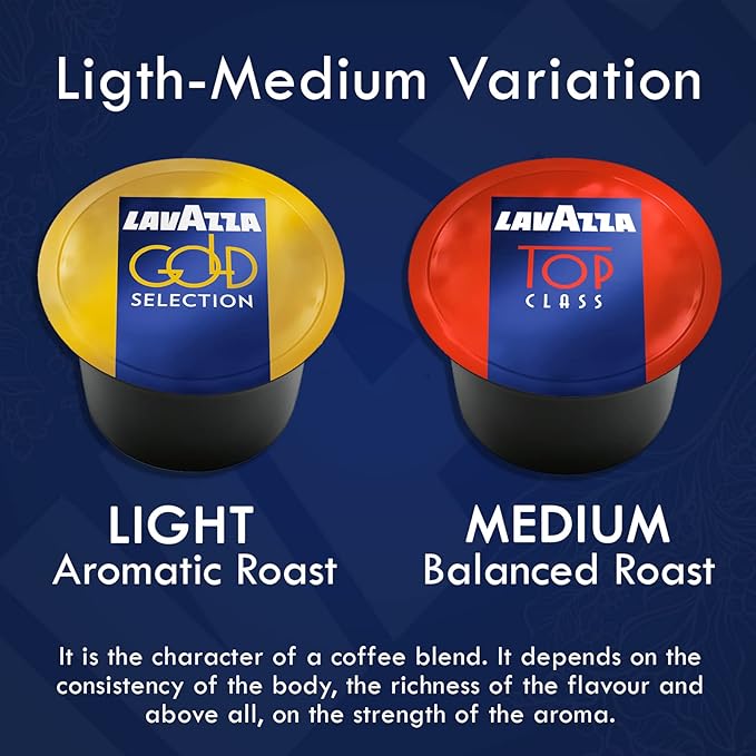 Lavazza Blue Capsules Coffee Pods Variety Pack – 100 Count (2 Packs of 50) – Top Class & Gold Selection Medium Roast Espresso – Compatible with Lavazza LB Machines Only