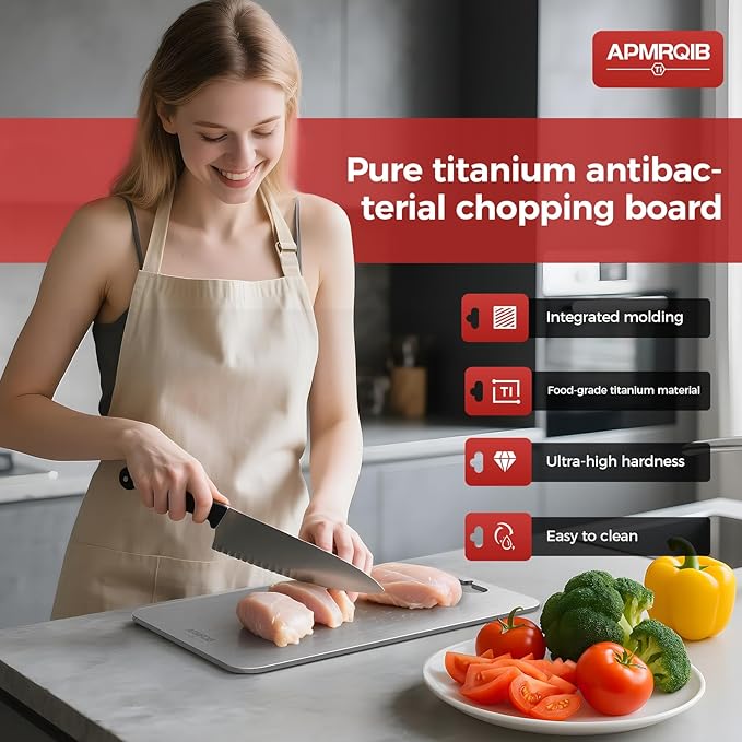 Titanium Cutting Board Set of 3,100% Pure Titanium Cutting Boards for Kitchen, Double Sided Non Toxic Cutting Board, Ideal Charcuterie & Chopping for Meat, Hygiene Durable Dishwashr（S+M+L)