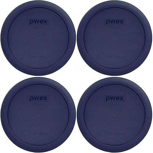 Pyrex 7201-PC 4 Cup Blue Food Storage Replacement Lid (4-Pack) - Made in USA