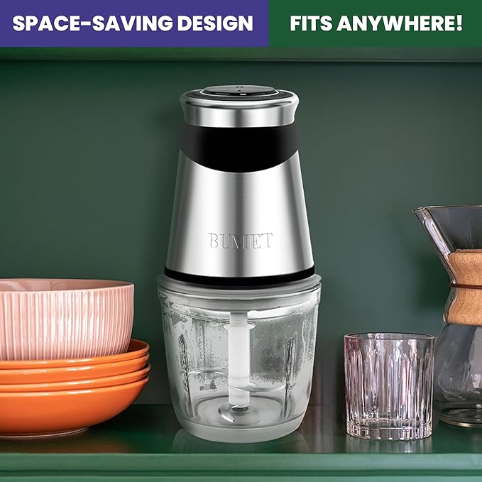 Electric food processor vegetable chopper 500W one 2.5cup bowl one bi-layer 4 blades Mini Food chopper for home use,Mincing, and Puree for kitchen aid, baby foot