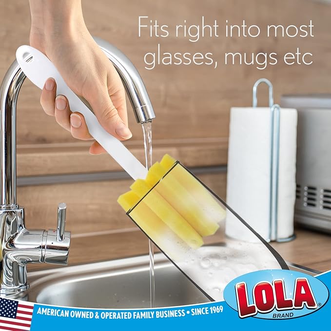 LOLA Glass & Jar Sponge Brush, Star Shaped, 3 Pack, Foam Material, Dishwasher Safe, Non-Scratch, Perfect for Glasses, Mugs, Bottles