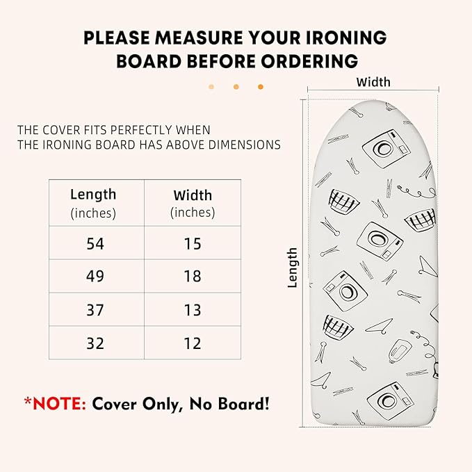 Seiritex Table Top Ironing Board Cover 12 x 32 inch, 3 Layers Small Iron Board Cover, Heat Reflective Thick Padding with Elasticized Edges (White)