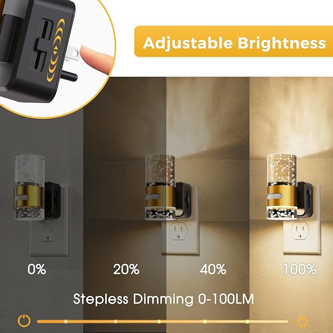 L LOHAS LED Motion Sensor Night Light,Dimmable Night Lights Plug into Wall, 2 Pack Acrylic Nightlight with 0-100 LM Adjustable Brightness, 3000K Plug in Night Light for Bathroom Hallway
