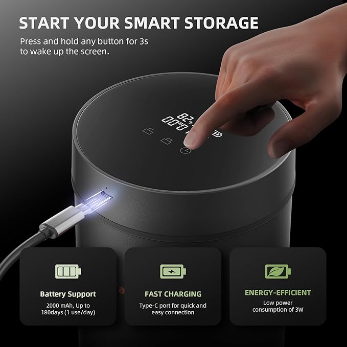 Spider Farmer New Auto-Cure Smart Jar, 2L Portable Vacuum Seal Container with 4 x 62% Humidity Packs, Curing Jar Airtight Storage for Herbs, Mushrooms, Coffee, Spices, Flowers