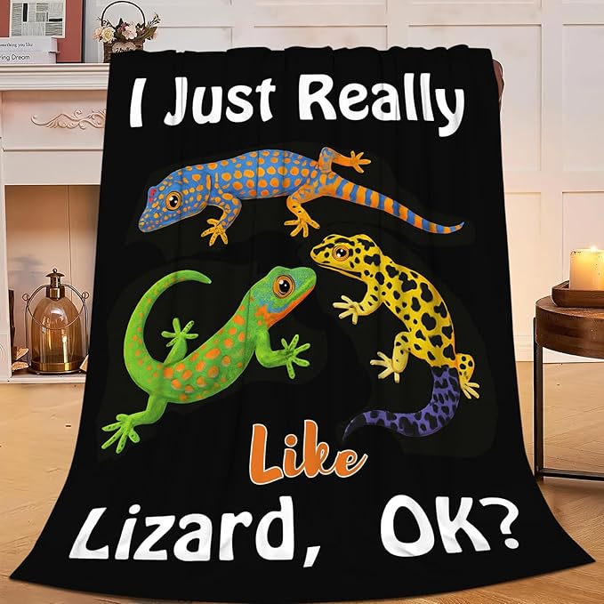 Lizard Blanket Gifts for Girls Boys Reptiles Lovers Throw Blankets Cozy Plush Fleece Lizards Decor Flannel Fuzzy for Kids Women Men 80"X60"