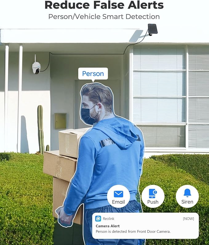 REOLINK Security Camera Wireless Outdoor, Pan Tilt Solar Powered, 5MP 2K+ Color Night Vision, 2.4/5GHz WiFi, Cameras for Home Security, Works with Home Hub, Argus PT + Solar Panel